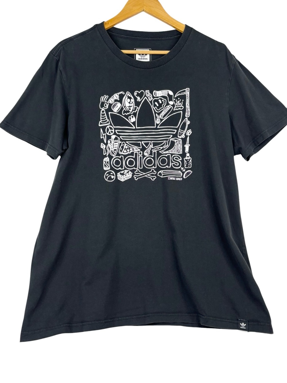 Adidas Terminal Radness Black with White Logo Design Soft Cotton Tee XL